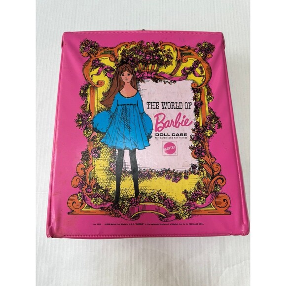 Barbie The World Of Barbie Doll Pink Travel Carrying Case Vintage 1968 - Picture 1 of 5